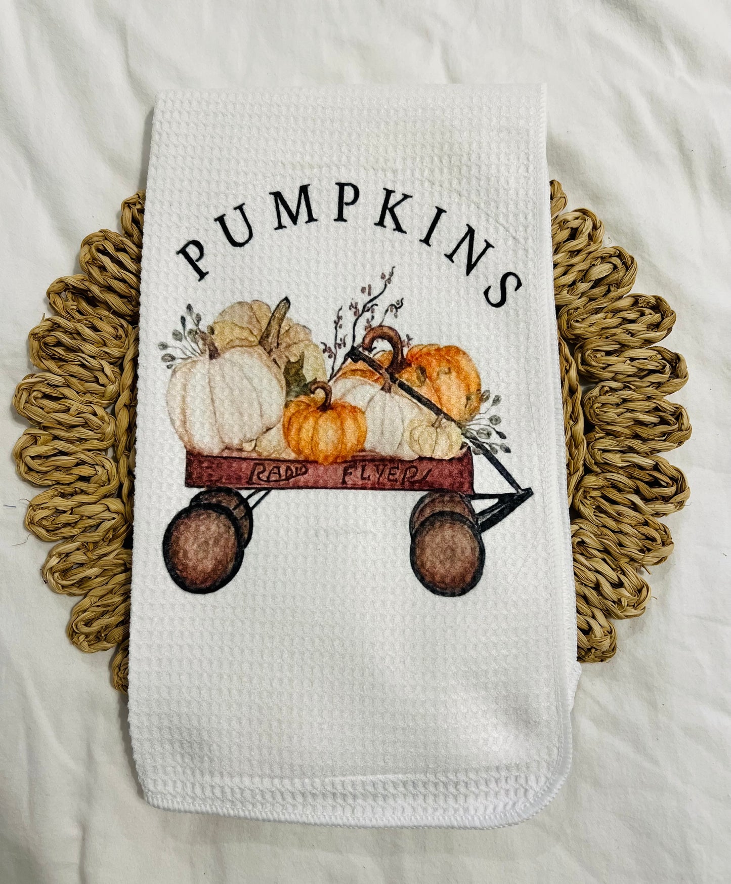 Pumpkin wagon hand towel