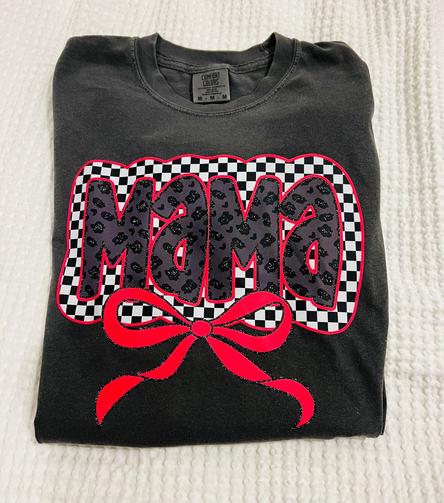 Mama checkered hot pink bow CC t-Shirt on Pepper.