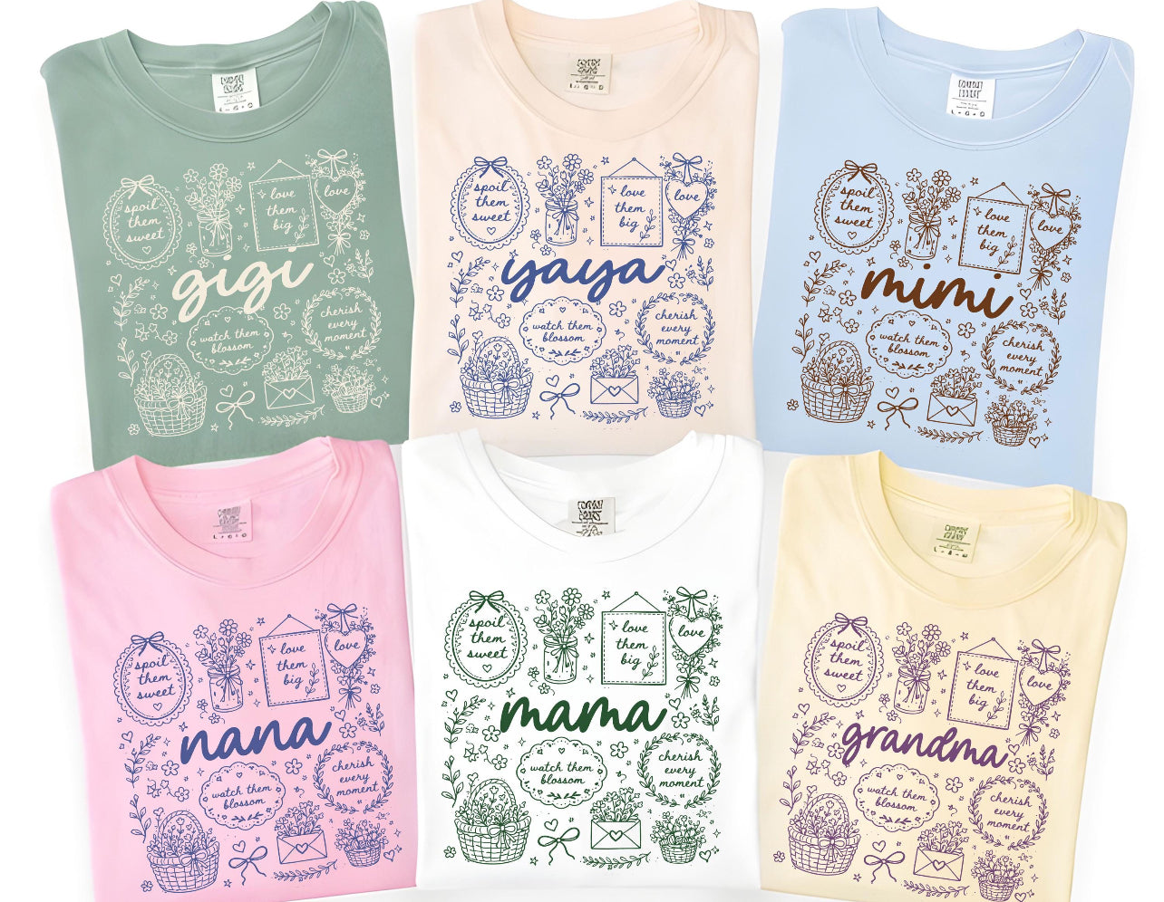 Mother’s Day shirts on CC t-shirt add color in notes at checkout