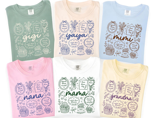 Mother’s Day shirts on CC t-shirt add color in notes at checkout