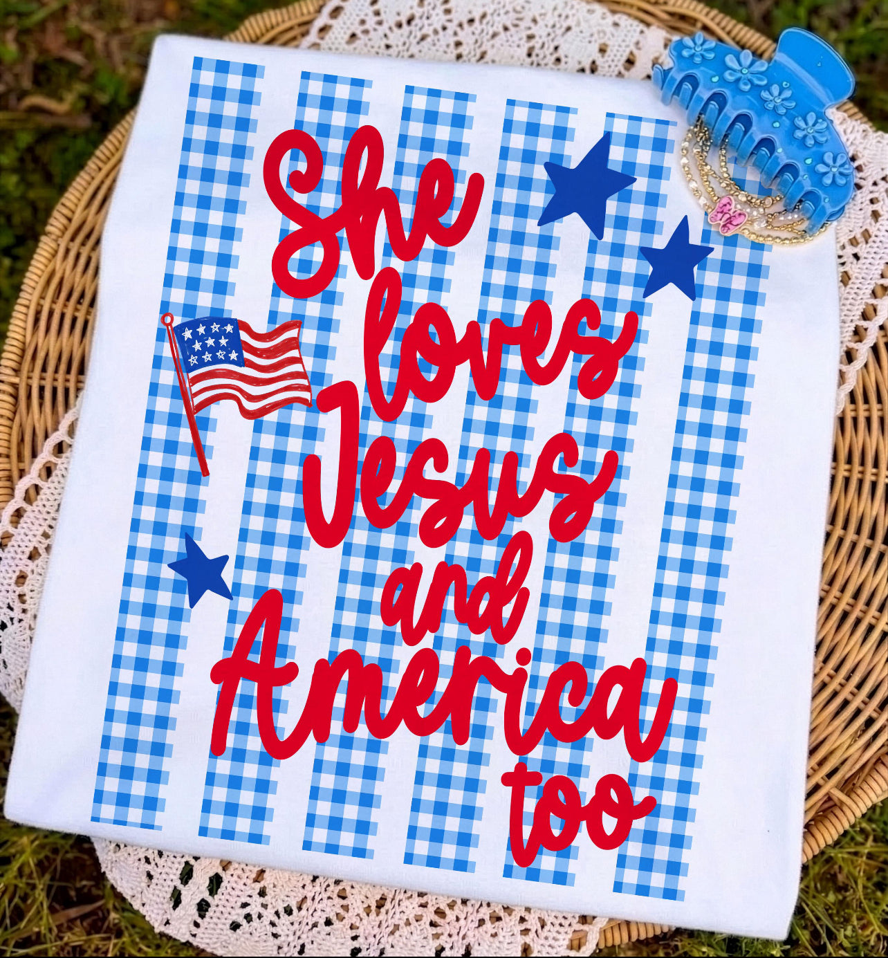 She loves Jesus and America too CC t-shirt white